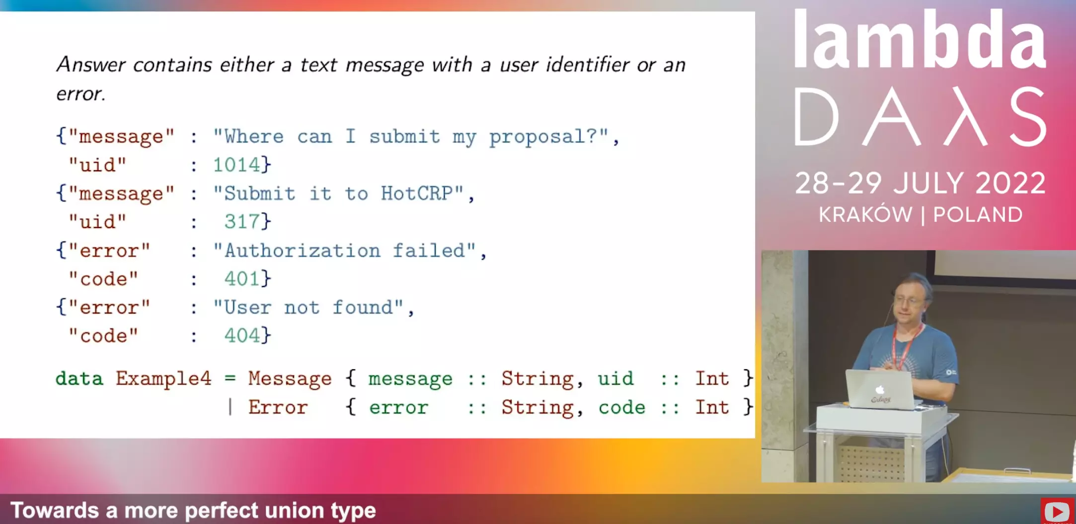 Listen how union types generate parsers from JSON examples!